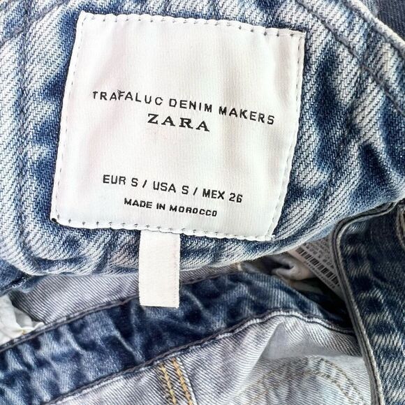 Zara Denim Coverall Womens Small Ripped Distressed Carpenter 100% Cotton Overall - Picture 6 of 10